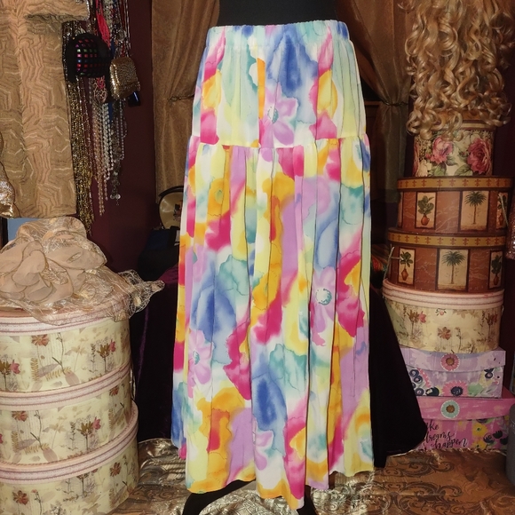 Starfire Floral Pastel Crinkle Skirt M/L‎ - Picture 4 of 4